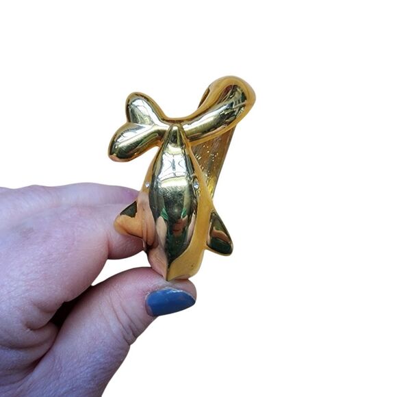 Gold Dolphin Hinged Bangle Bracelet - Picture 4 of 5